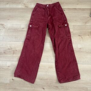 SHEIN Red Denim Cargo Pants